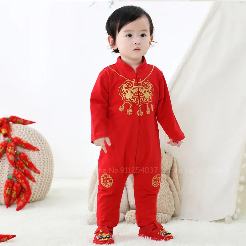 Новогодняя одежда в китайском стиле детские комбинезоны для мальчиков и девочек