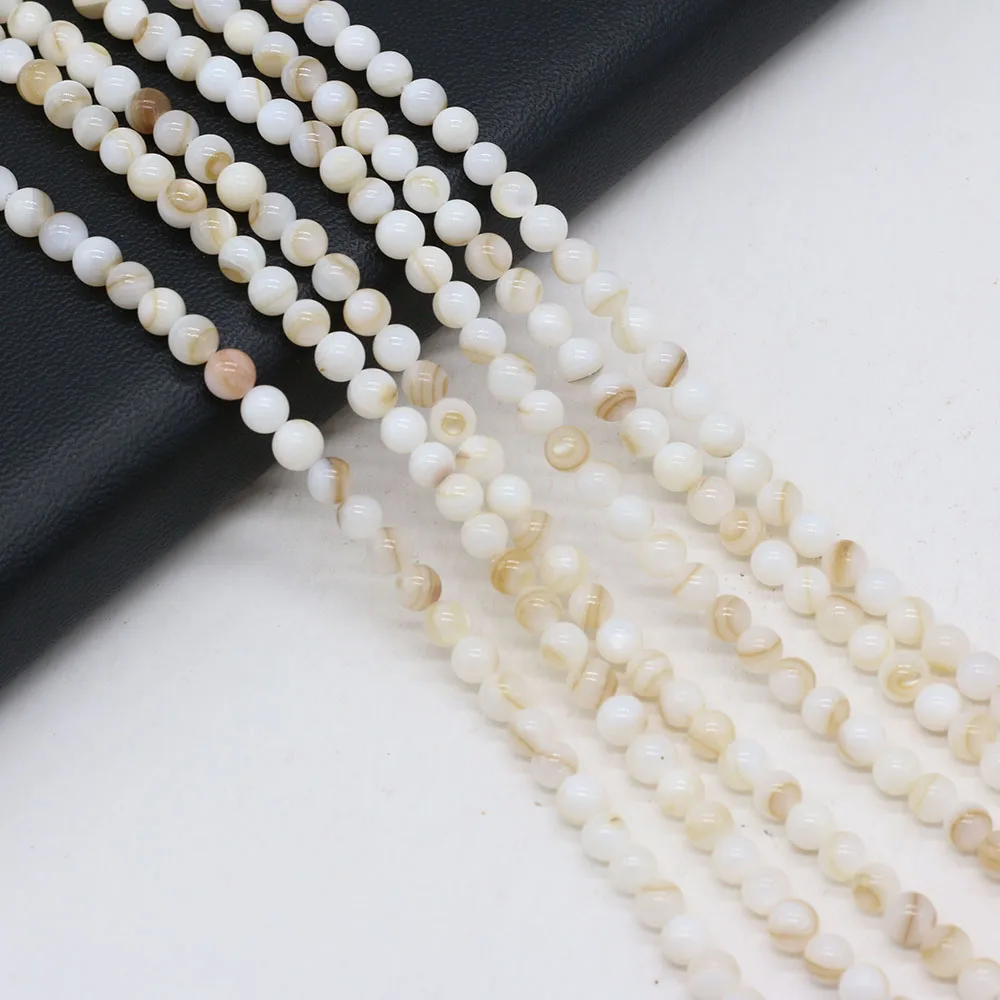 

Natural White Shell Beaded Spherical Freshwater Loose Spacer Beads for Jewelry Making DIY Charm Bracelet Accessories 2/3/4/5/6mm