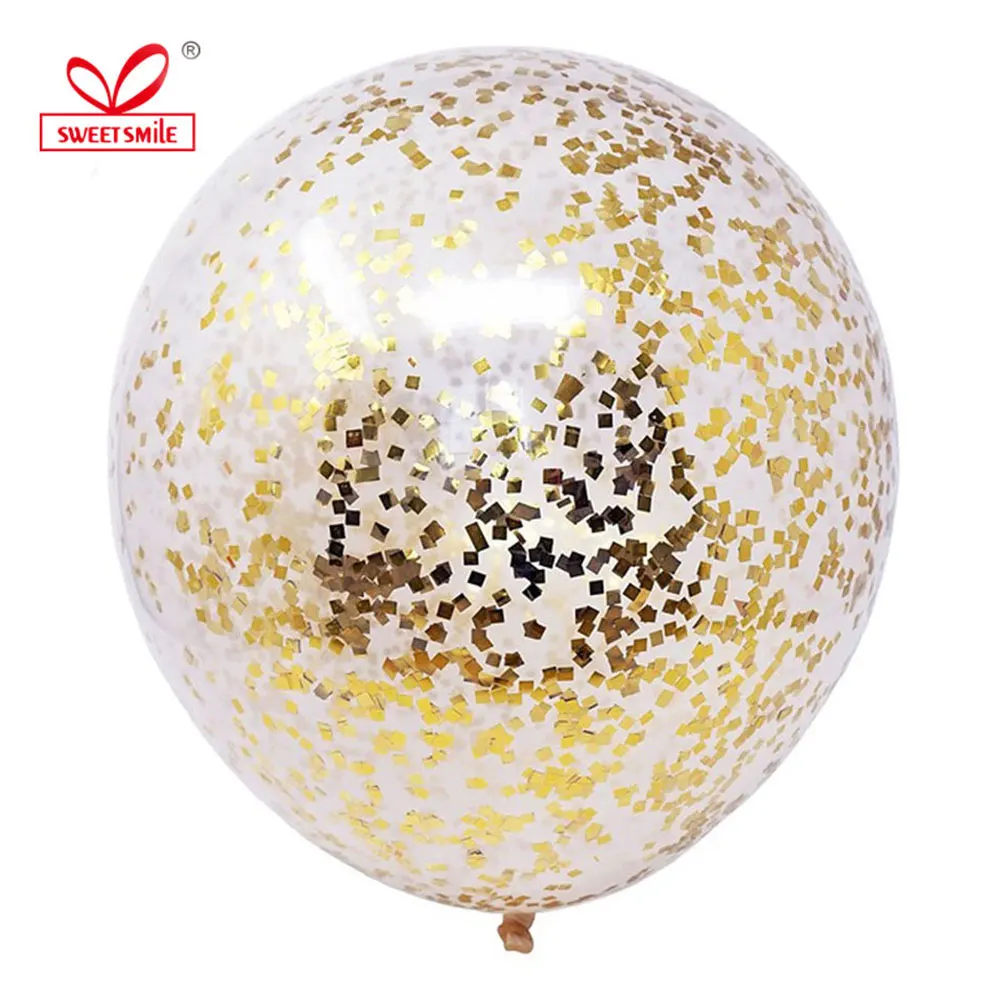 1 шт 18-дюймовый воздушный шар с конфетти и золотыми пайетками для свадебных и юбилейных украшений на день рождения.