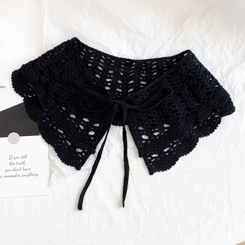 

Women Knitted Shirt False Collar Decor Girls Shirt Blouse Tops Fake Collar Tops Collar for Girl Student Detachable Collar