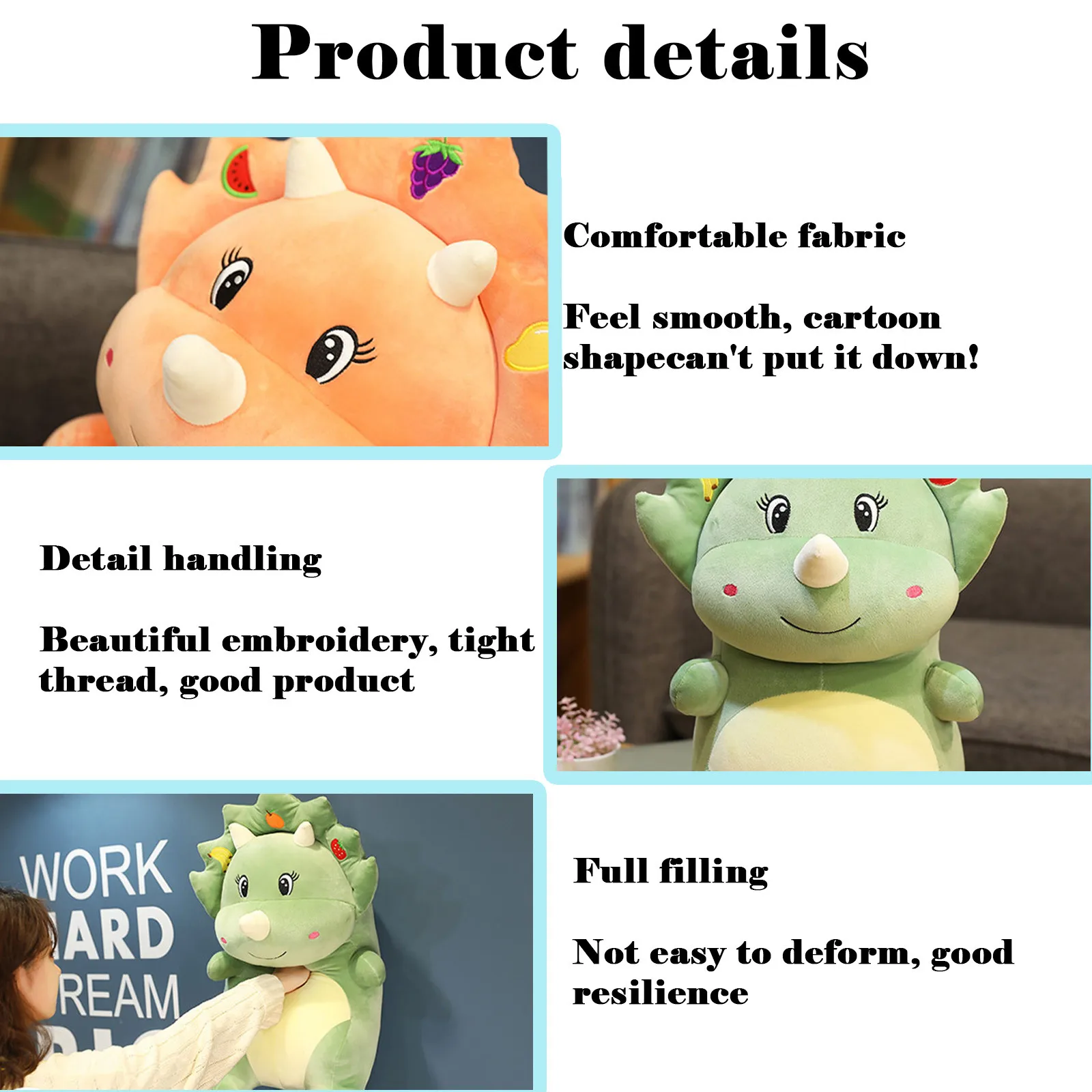

Cute Dinosaur Children's Birthday Doll Super Soft Short Plush Toy Triceratops Stuffed Soft Doll