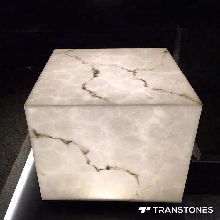 

White Rock Texture Modern Design Backlit Faux Alabaster Material For Furniture Interior Decoration