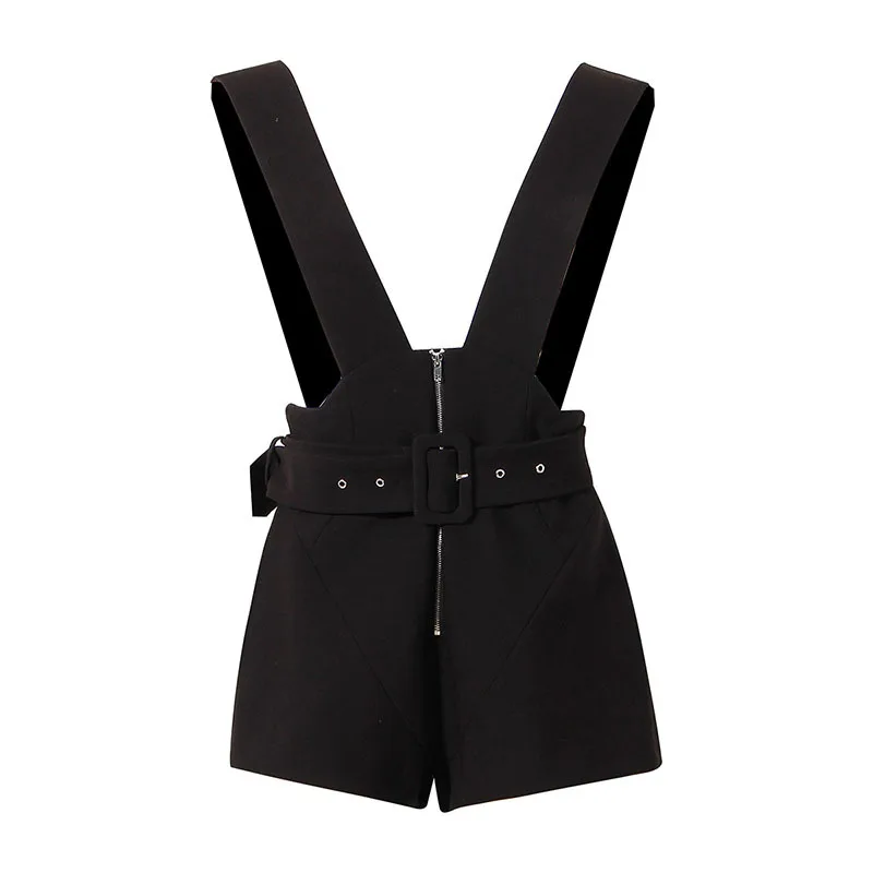 

SeeBeautiful Two Pieces Stand Collar Puff Sleeve Button Loose Shirt Belt Zipper Strap Shorts Summer 2021 New Fashion E456