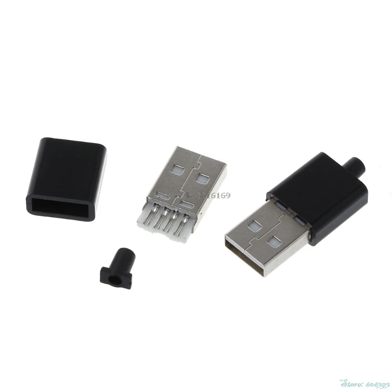 For 10Pcs/Set DIY USB 2.0 Type A Male 4P Adapter Connector Plug Socket with Plastic Shell Promotion | Строительство и ремонт