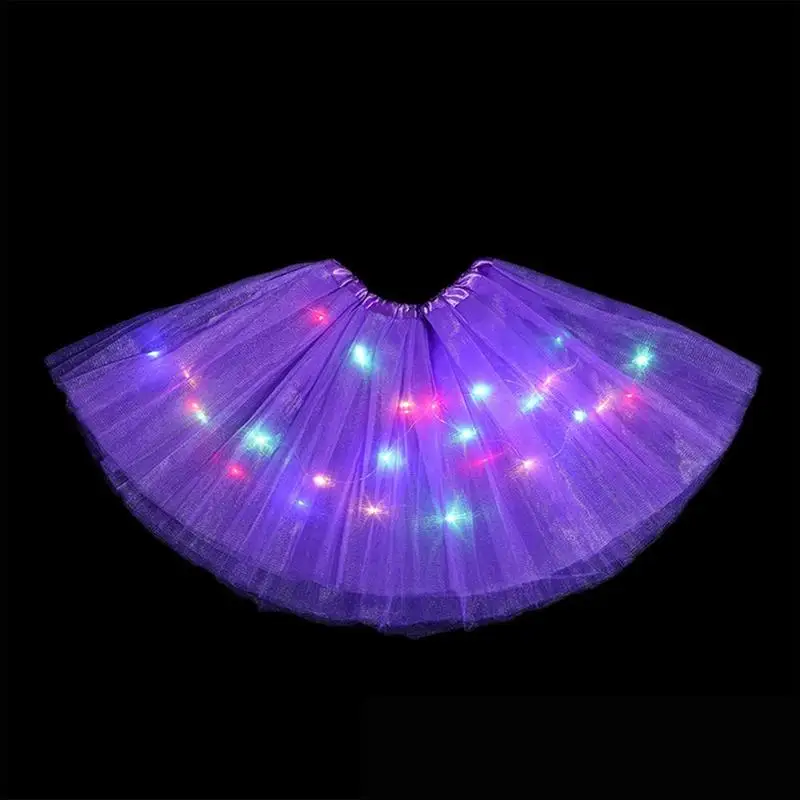 

Women Luminous Half-Length Mesh Skirt Neon Led Tutu Tulle Up Prom Wear Christmas Costume To Halloween Party Light Pleated Q4A1