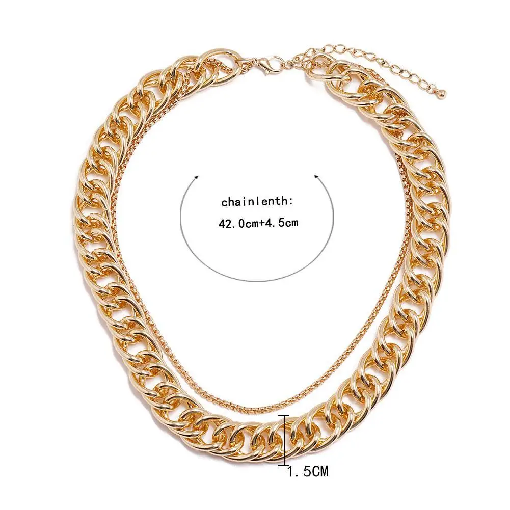 

Unisex Punk Twist Gold Chunky Thick Chain Multilayer Metal Hop Necklace Women Hip Vintage Chain Jewelry Cool For Men I6Q2