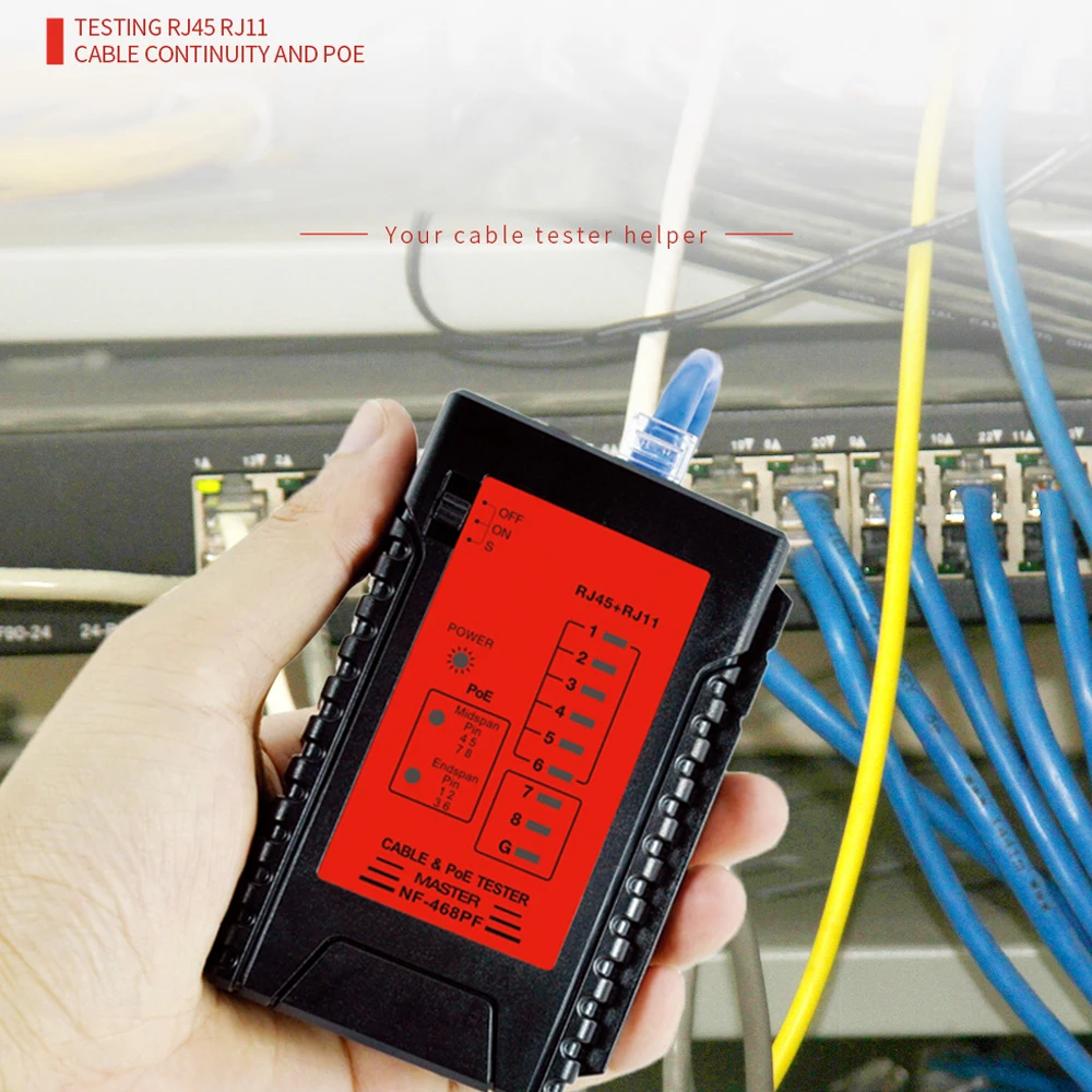 Тестер сетевого кабеля RJ45 RJ11 PoE инструмент для Тестирования кабелей Ethernet LAN