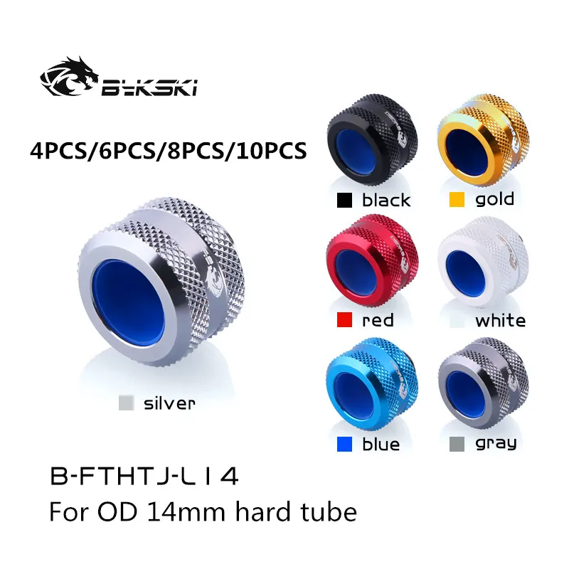 

4 шт./лот Bykski, жесткие трубчатые фитинги с водяным охлаждением ПК, соединитель для трубы с внешним диаметром 14 мм G1/4 дюйма, серебристый, черны...