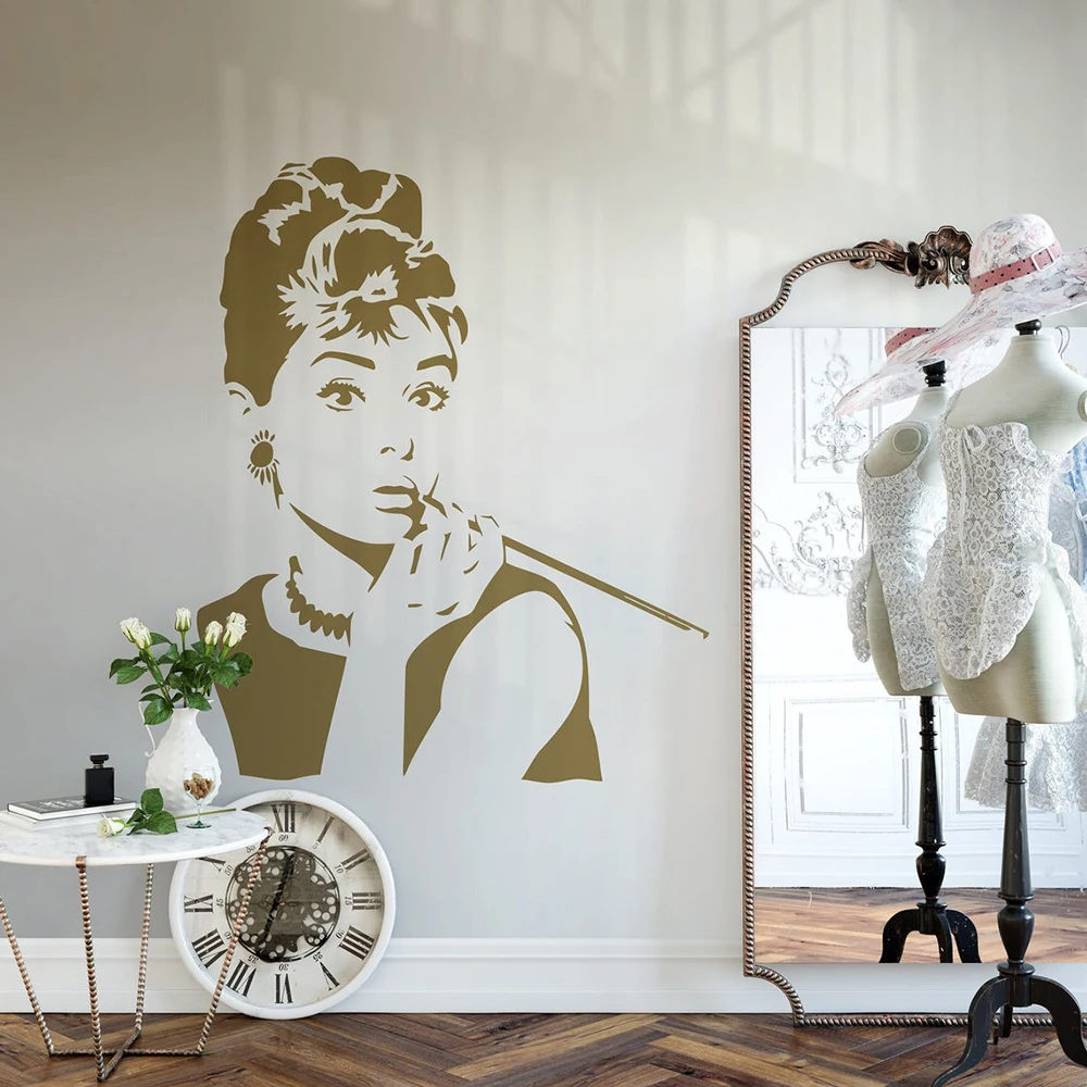 Настенная Наклейка Хепберн силуэт для салона красоты виниловая наклейка