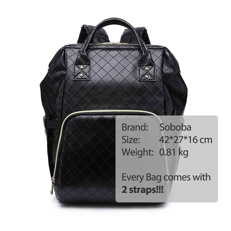 Сумка для подгузников мамы черная клетчатая сумка из искусственной кожи модная