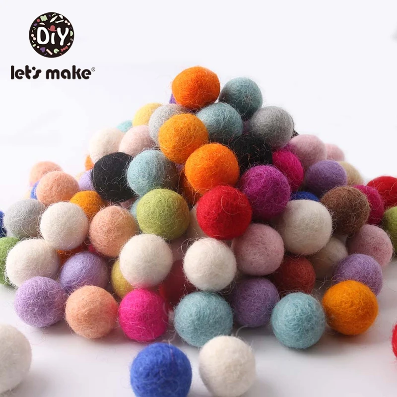 120 шт 20 мм шарик из шерстяного войлока помпоны шарики DIY домашний декор для детской комнаты Висячие зеленые розовые белые лаймовые фиолетовые фетровые шары