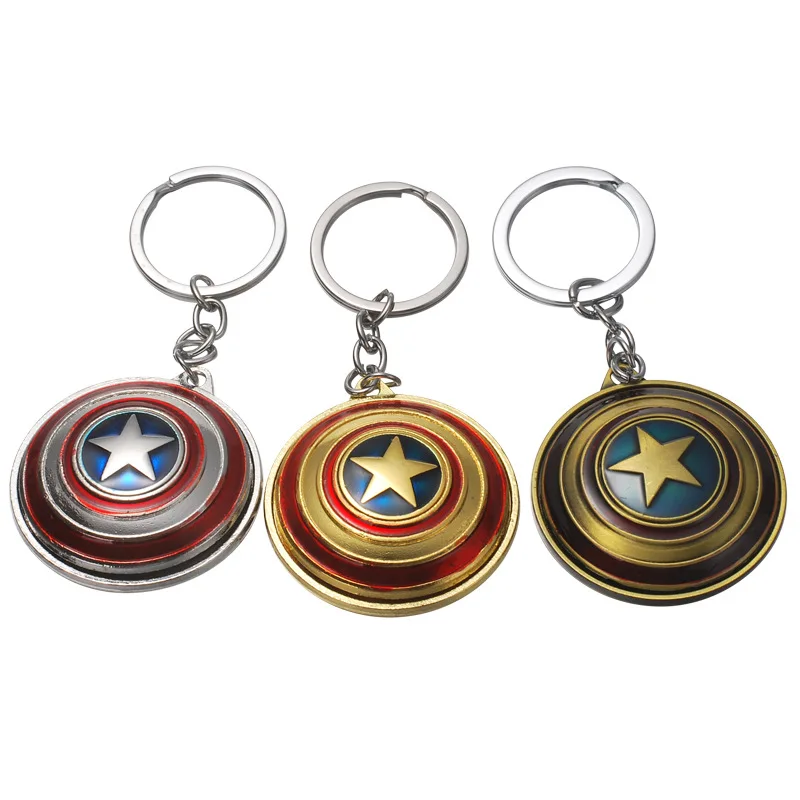 

Movie Captains-America Keychain Jewelry Holder Metal Rotatable Shield Souvenir Key Chain Gift Chaveiro Accessory Trinket Keyring