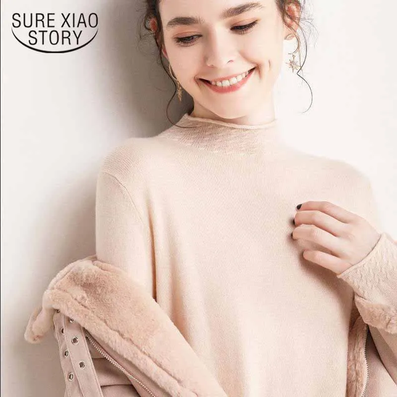 

Turtleneck Autumn Winter Sweater Women Korean Style Loose Knit Sweater Long Sleeve Solid Pullover Office Fashion Clothing 11042