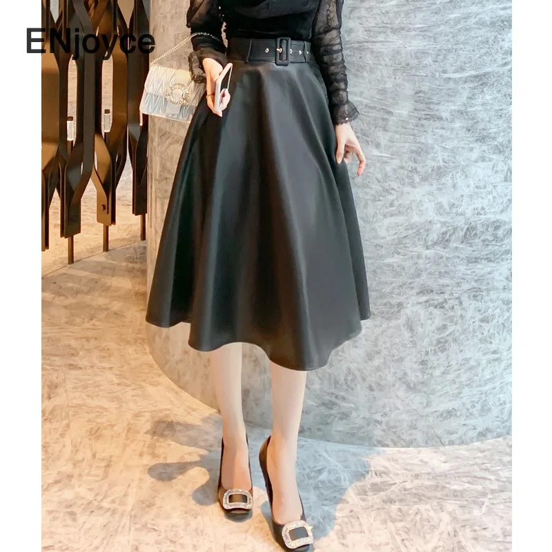 Осень-зима Новая Винтажная обувь из искусственной кожи PU цвета: черный юбка для