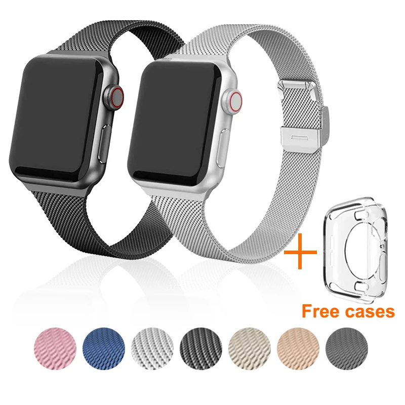Ремешок для Apple Watch band 44 мм 40 металлический браслет из нержавеющей стали watch 6 5 4 3 SE