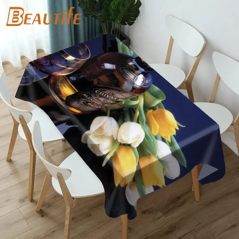 

Whisky Tablecloth Customize Square/Rectangular/Round Table Cloth Wedding Table Cover Waterproof Dustproof Fabric 0816