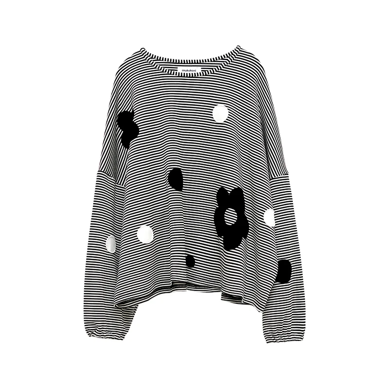 

imakokoni original black and white striped bottoming shirt for women in autumn and winter with a loose and thin long-
