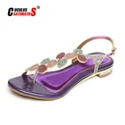 Cuculus стразы; Женские сандалии из натуральной кожи; Мягкая резиновая подошва Базовая пряжка на ремешке размеры 3440 с перемычкой между пальцами, женская летняя обувь, GD80