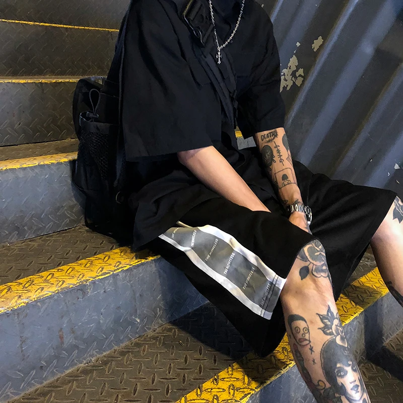 Шорты в стиле хип хоп с надписью по бокам уличная одежда летние беговые шорты