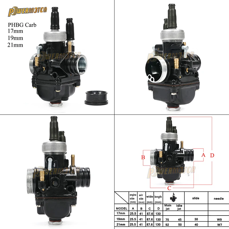 12mm 15mm 17mm 19mm 21mm PHBG Motorcycle Carburetor Black Racing Carburador Carb 2-Stroke For Yamaha Puch Zuma ATV BWS100 | Автомобили и