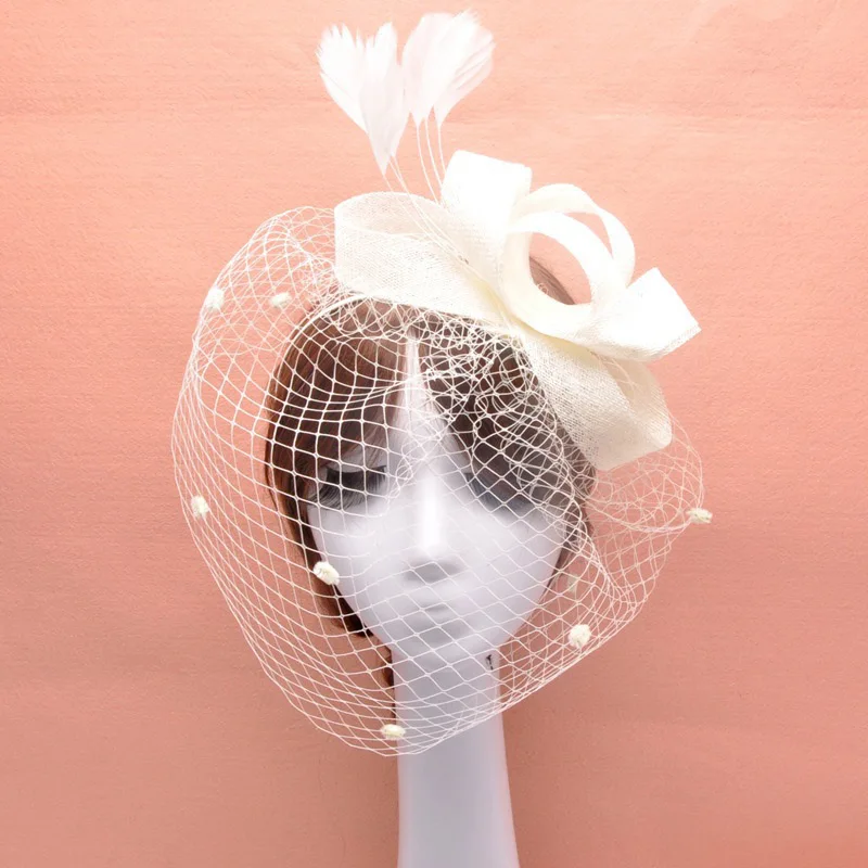 

Fashion Women Fascinator Cambric Headdress Vintage Lady Cocktail Hat French Veiling Wedding Party Bridal Hair Accessorie SER88