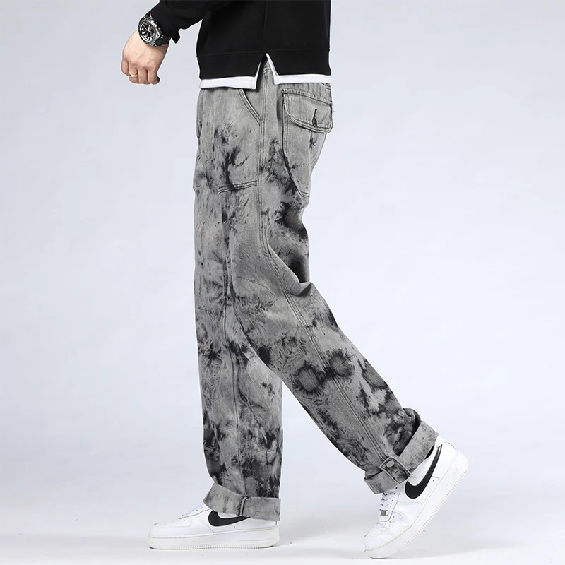 46 Plus Size 2021 High Quality Men's Baggy Chic Casual Denim Male Straight Pants Fashion Jeans Loose Trousers Streetwear Simple