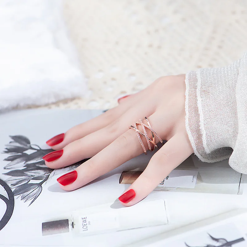 2019 Модное Новое кольцо с покрытием из розового золота регулируемым размером для