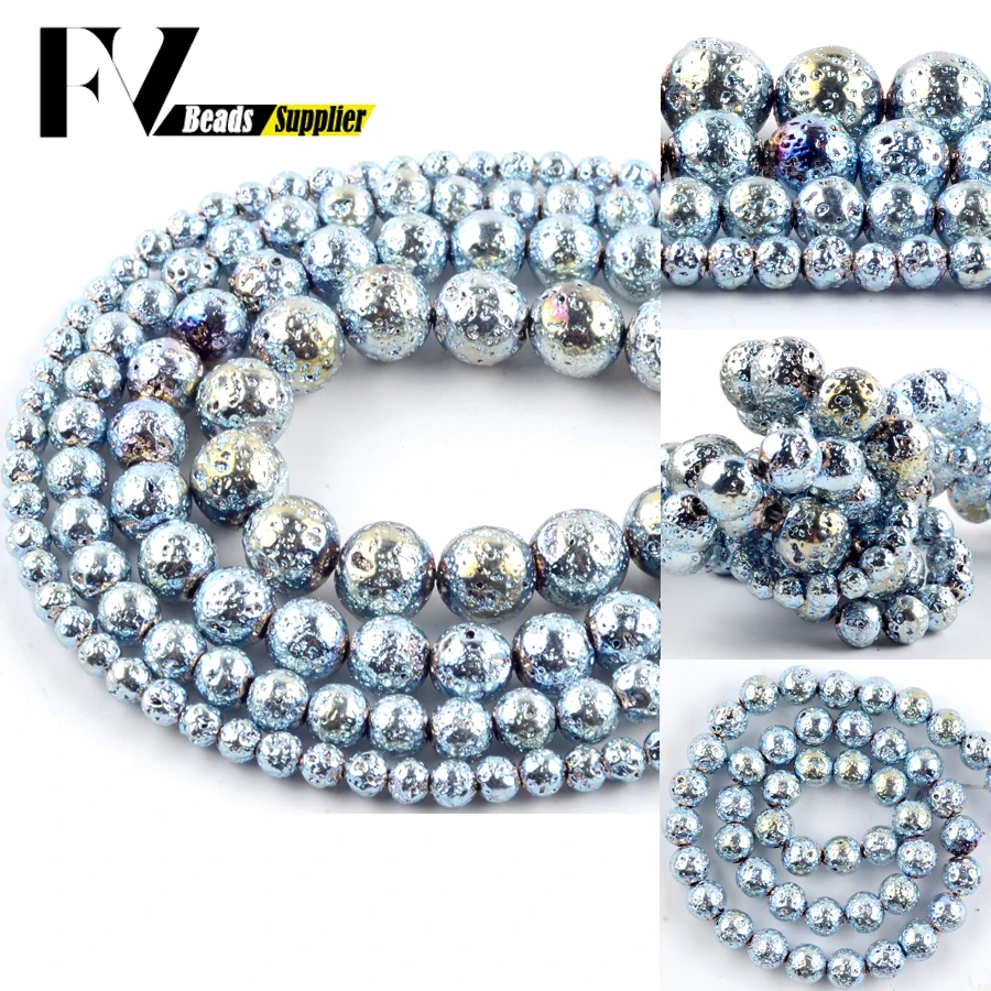 Натуральный светильник синий вулканической лавы гематит камень круглые бусины