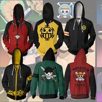 anime one piece hoodies 3d print zip pullover sweatshirt monkey d luffy ace sabo shanks law tracksuit outfit casual outerwear