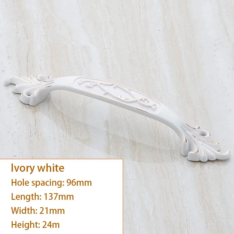 Ivory white 96mm Мебельная дверная рукоятки и ручки шкафа ящика, кухонное оборудование аксессуары винтажный Шкаф Тянет, утолщенная Базовая белая ручка - Цвет: Ivory white 96mm