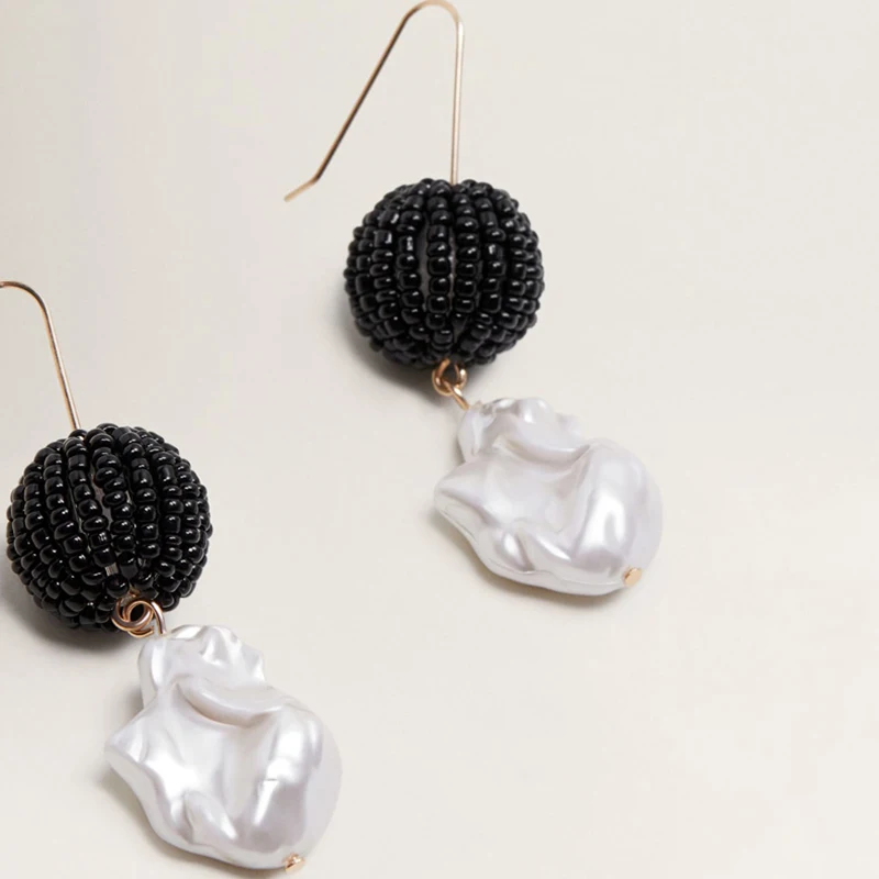Подвеска бохо Необычные жемчужины Яркие модные черные серьги подвески с