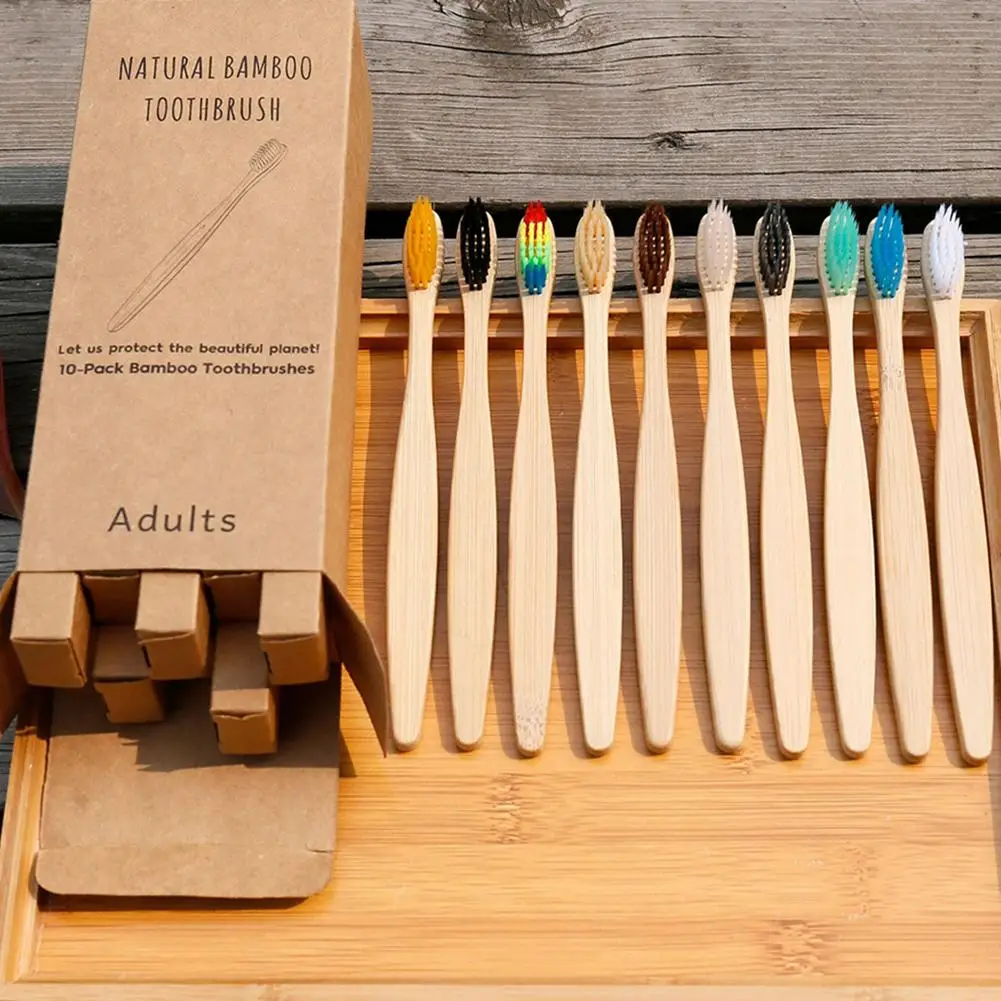 

4/10 шт., бамбуковые зубные щётки с мягкой щетиной