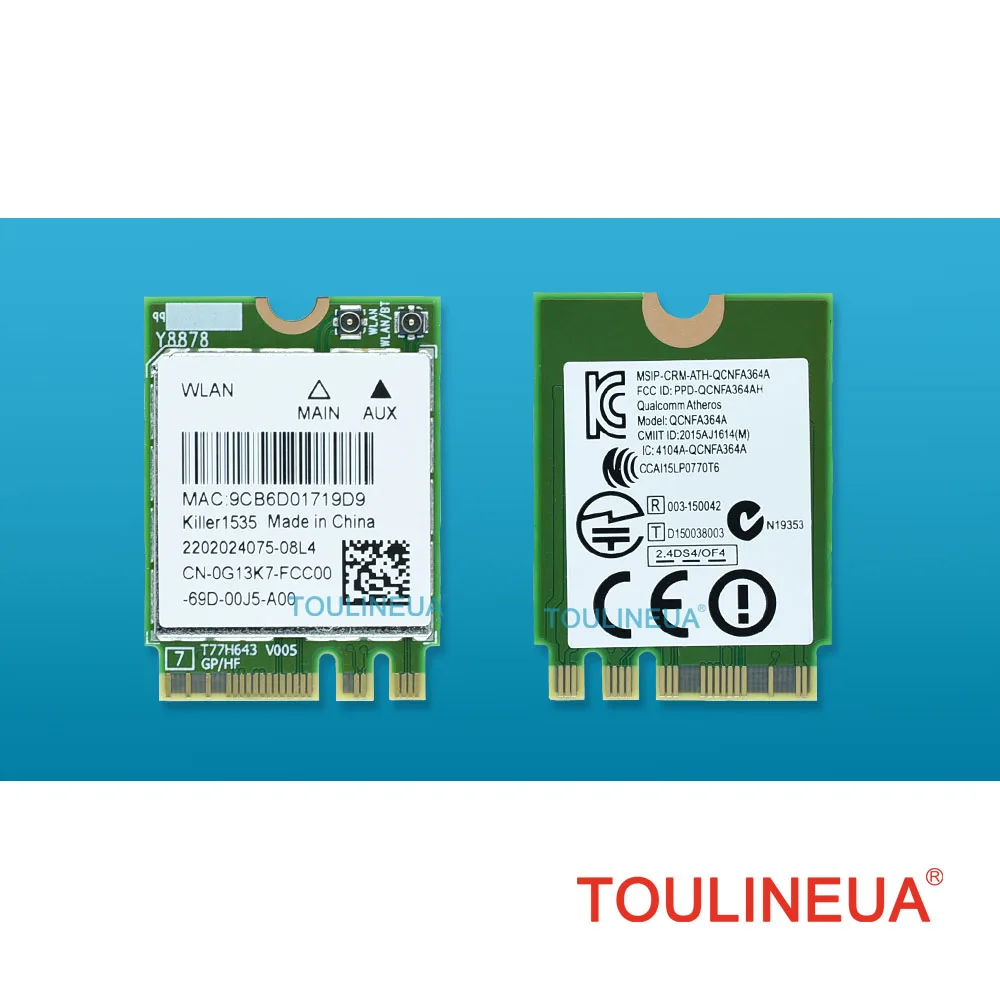 Совершенно новый killer 1535 867 Мбит/с killer1535 bluetooth 4 1 NGFF M.2 Wi-Fi сетевая карта для