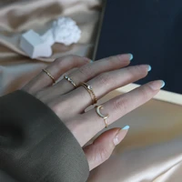 minimalist gold rings set moon zircon for women 2022 punk geometric round twist knuckle ring female fashion finger jewelry