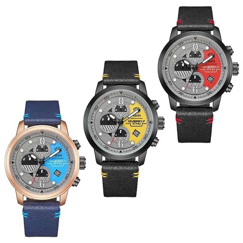 

New watch graffiti street style students watch personality three eyes six needle luminous men's watch