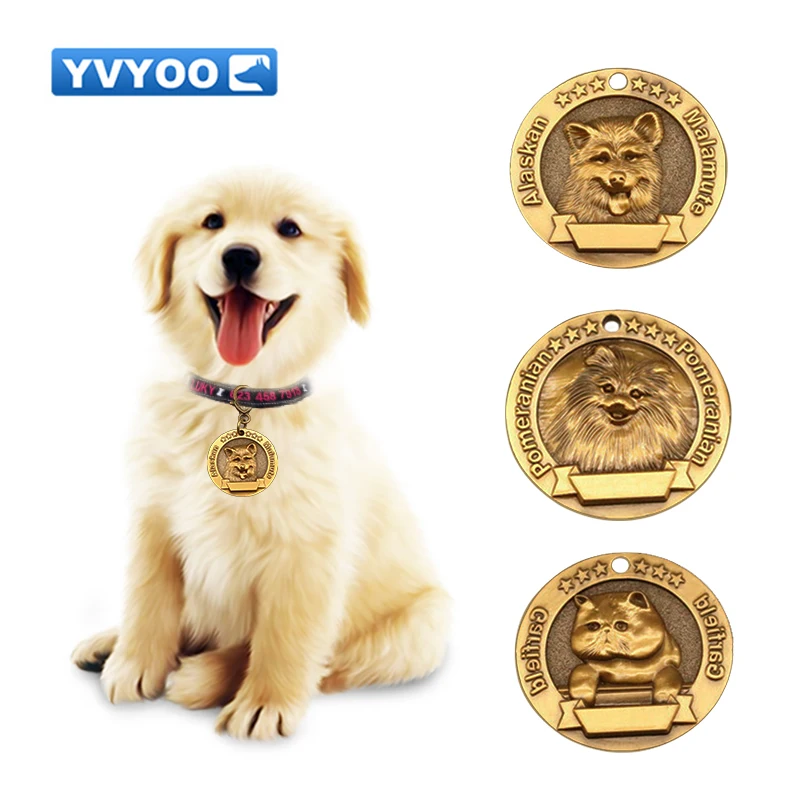 

Dog ID Tag Engraved Personalized Metal Pet Dog Tags Custom Puppy Cat ID Name Tags Collar Accessories For Dogs Necklaces Pendants