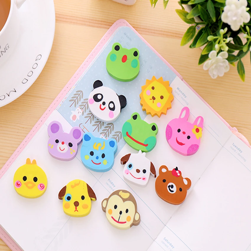 

6pcs/pack Cute Animal Rubber Pencil Erasable Tool Reward Stationery Party Favors Gifts For Children