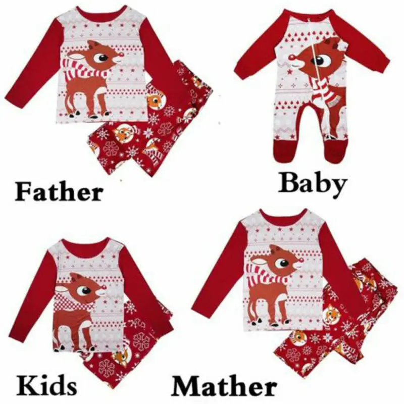 Пижама с длинными рукавами и штанами для отдыха одинаковые рождественские