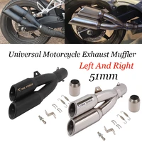 motorcycle double hole exhaust pipe pot echappement moto motorbike muffler escape with db killer for benelli 502c r1 r3 r25