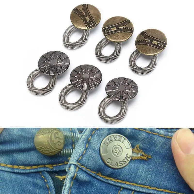 

6X Waist Extender Jeans Pants Elastic Expander Stretch Button Instant Metal