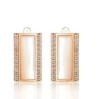 madrry luxury copper square stud earrings for women bridal girls banquet party accessories d hooks gold color shell jewelry