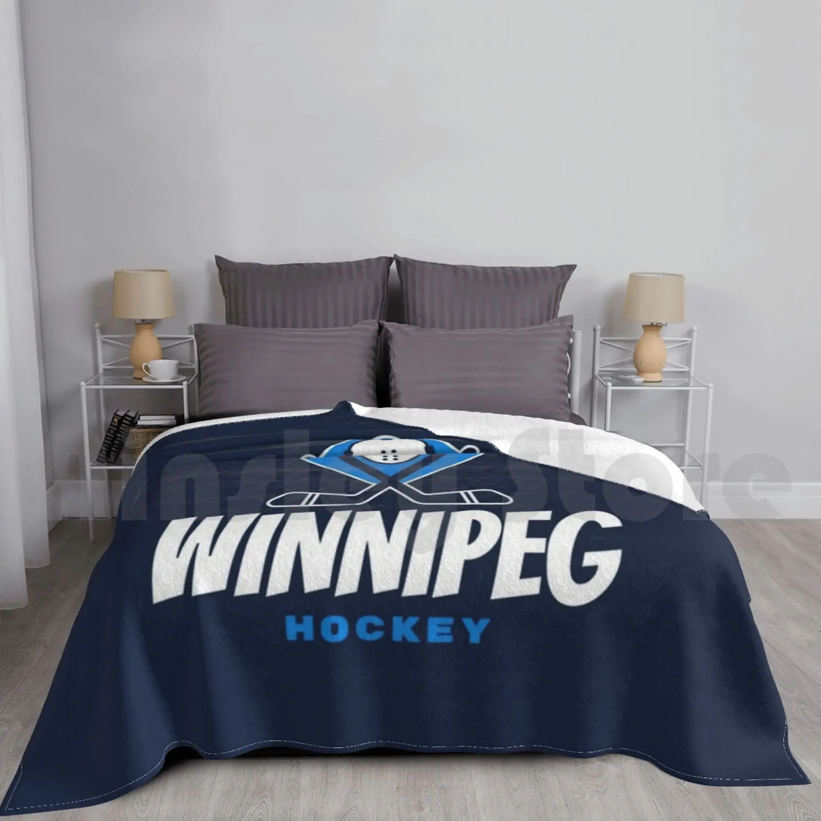 Хоккейное одеяло Fashion с нашивкой Winnipeg на льду и лого LNH Jets.