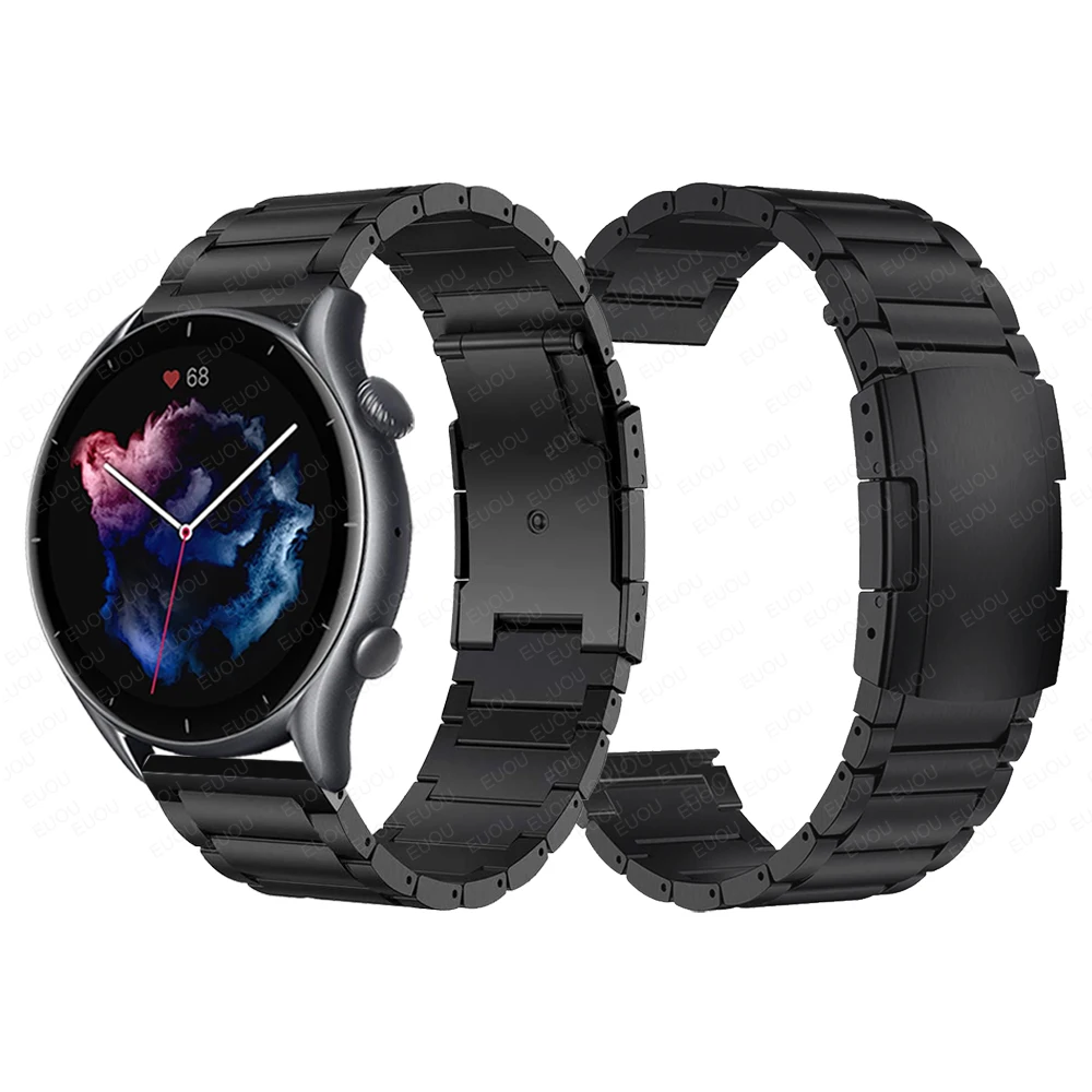 

Titanium plating Metal Stainless Steel Strap For Amazfit GTR 3 Pro/GTR3 GTR 2 2e GTR 47mm Watch Band Wristband Black/Silver 22mm