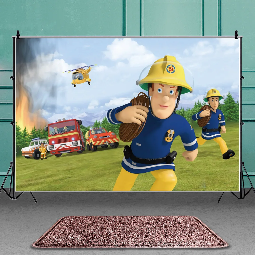 Фоны для фотосъемки Fireman Sam с изображением флажки воздушных шаров пожарного