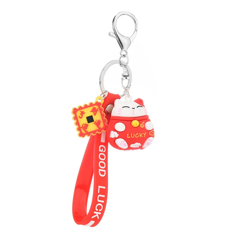 

New Cartoon Fortune Cat Keychains Creative Lucky Cat Car Key Chain Girl Bag Pendant Keyring Student Lovers Gifts
