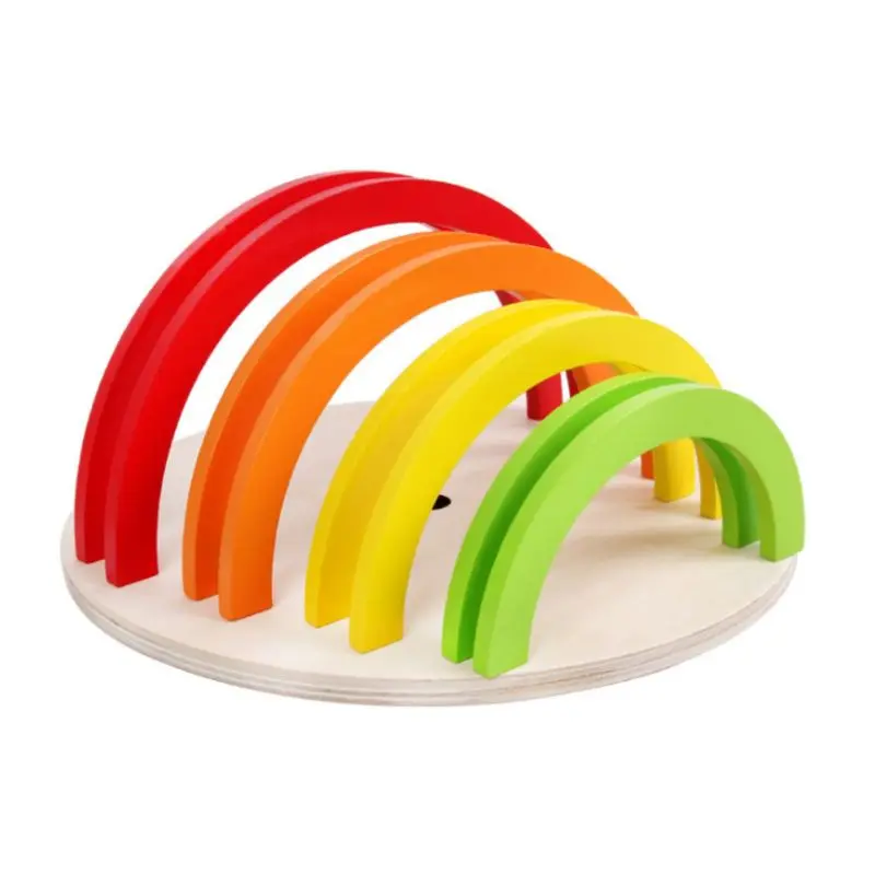 

Colorful Wooden Blocks Puzzle Toys Children Kids Creative Rainbow Assembling Building Block Boys Girls Gifts