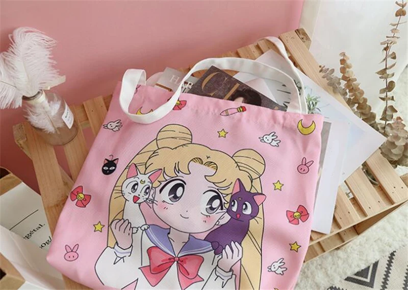 1 шт. милая Холщовая Сумка в стиле аниме Сейлор Мун сумка на плечо косметичка