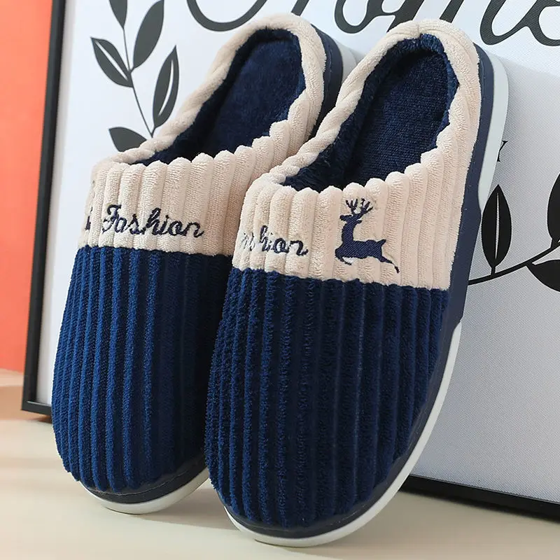 

Women Slipper Cozy Cotton Slippers Plush House Shoes Indoor Outdoor Slippers Autumn and Winter Non-slip Men Warm Furry Slides