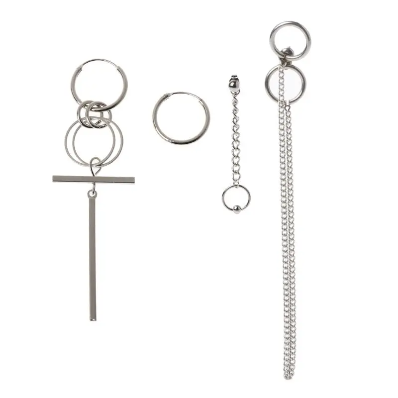 

4Pcs Earrings Kit Korean Earrings Long Chain Titanium Earrings Set E56A