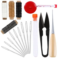 lmdz professional leather craft stitching tools set with hand sewing needles awl waxed thread for diy leather craft sewing